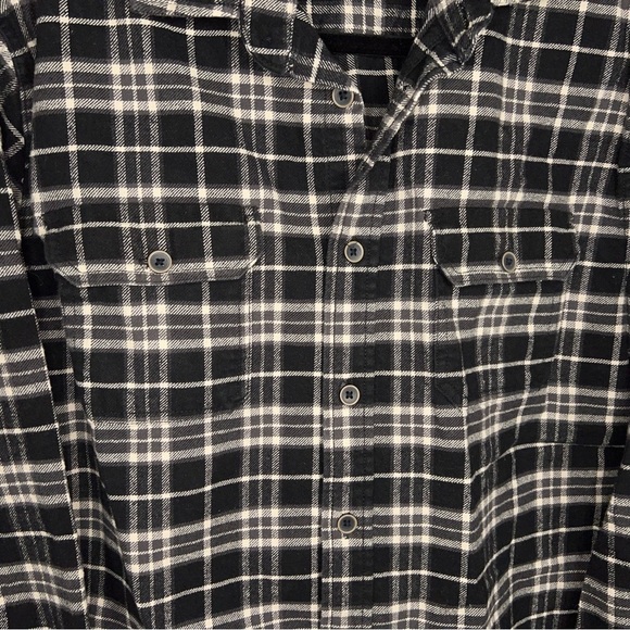 LARGE JACHS MENS THICK FLANNEL BUTTON FRONT SHACKET BLACK WHITE COTTON - Picture 5 of 16